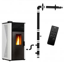 Poêle À Granulés Étanche Anita 15 Kw Blanc Sannover + Kit D'Installation - Tecnomat