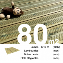 Planches De Terrasse Pin Autoclave Vert Pour 80 M² • Longueur 5,1 M • Livraison Gratuite - Bricoman