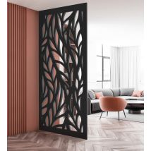 Cloison De Separation Bois Type Claustra Décorative Paon Mdf Noir L.100 X H.160 X 1.9 Cm - Bricoman