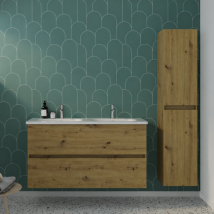 Pack Meuble De Salle De Bain Double Vasque 120 Cm Chêne Burgbad Joline + Colonne - Bricoman