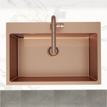 Swiss Aqua Technologies Aurum Évier De Cuisine Encastrable Inox 304, 1 Bac, 68x45x21 Cm, Cuivre Brossé Pvd - Bricoman