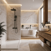 Ensemble Mitigeur Lavabo + Colonne De Douche + Mitigeur Bain + Support Douchette Noir Mat - Tecnomat