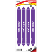 Planche De 4 Marqueurs De Tuyauterie 250 X 26 Mm Pour Ø 20 À 50 Mm - Acide Gras - 4708300 - Bricoman