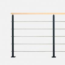 Kit Garde-corps Acier Noir 2m Avec Main Courante Hêtre, Universo Kordo - Bricoman