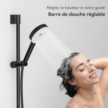Barre De Douche 65cm,barre Douche,support De Douche 0 À 57cm,avec Support Pommeau De Douche,barre De Douche De Remplacement,noir - Bricoman