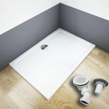 Aica Receveur De Douche 150x70x3cm Estra-plat Rectangulaire Bac À Douche Avec La Bonde De Douche Et Le Siphon 90cm - Bricoman