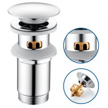 Auralum Max Bonde Lavabo Pop Up Avec Trop Plein,bouchon Vidange Avec Panier À Crépine,bonde Vidage En Laiton/inox Pour Lavabo De Salle Bain ,chromé - 
