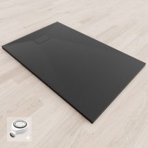 Baya Receveur De Douche 70 X 120 Cm Noir Extra-plat Aspect Pierre + Bonde Incluse - Bricoman