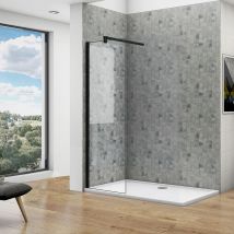 Océan Paroi De Douche 50x200cm En Noire Mat Paroi À L'Italienne En 8mm Verre Anticalcaire Livré Avec Une Barre De Fixation 140cm En Noire Mat - 