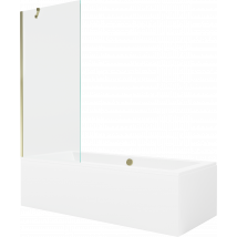 Baignoire Rectangulaire Mexen Cube 180 X 80 Cm Avec Jupe Et Paroi 1-volet 80 Cm, Transparent, Or - 550518080x9508000050 - Bricoman