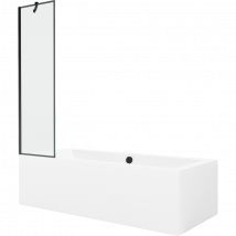 Mexen Cube Baignoire Rectangulaire 170 X 80 Cm Avec Carénage Et Paravent À 1 Battant 50 Cm, Motif Noir - 550517080x9505007070 - Bricoman