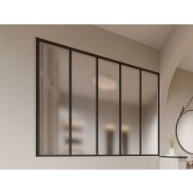 Verrière Atelier En Aluminium Thermolaqué Et Verre Dépoli - 150 X 130 Cm - Noir - Bayview - Bricoman