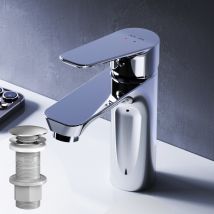 Mitigeur De Lavabo, Robinet De Lavabo Avec Bonde Clic Clac, Robinet De Lave-mains, Chromé, Taille M, Hit Fta82200 Am.pm - Bricoman