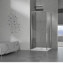 Grand Verre Cabine De Douche À Ouverture Intérieure Et Extérieure 76x76 En Verre 6mm Transparent Profilés En Aluminium Chromé - Bricoman
