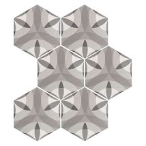Carrelage Sol / Mur Hexagonal Motif Fleur Gris 17,5x20 Cm Hexatile Nature B&w - Tecnomat