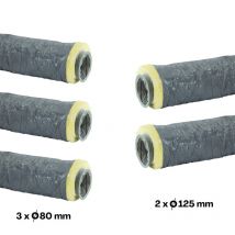 Lot 5 Gaines Isolées Pvc 6 Mètres (3xø80+2xø125) Pour Vmc Autoréglable - Bricoman