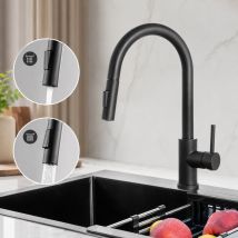 Mitigeur De Cuisine Avec Douchette Extractible En Acier Inoxydable Robinet Cuisine D'Évier 2 Fonctions Mélangeur De Cuisine Noir - Tecnomat