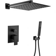 Valaz Douche Murale Encastrée Carrée Noir Mat - Série Tajo - 25 Cm - Bricoman