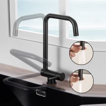 Lonheo Max Robinet De Cuisine Rabattable 2 Jets Aux Choix, Mitigeur Evier Repliable En Inox Noir Devant Fenêtre, Mitigeur D'Évier Pliable - Tecnomat