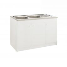 Meuble Sous Évier Moderna Primo Blanc 3 Portes Pour Évier À Poser 120x60 (évier Non Inclus) - Bricoman