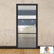 Porte Battante Noire H 2040 X L 930 Mm - 3 Verres Clairs Horizontaux - Bricoman