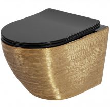 Cuvette Wc Suspendue Rea Carlo Mini Tornado Black/brushed Gold - Bricoman