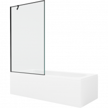 Baignoire Rectangulaire Mexen Vega 150 X 70 Cm Avec Tablier Et Paravent 1 Vantail 100 Cm, Motif Noir - 550115070x9510007070 - Bricoman