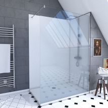 Pack Douche À L'Italienne 90x120 - Kit Panneaux Muraux Blanc/chrome + Receveur + Paroi 6 Mm - Bricoman