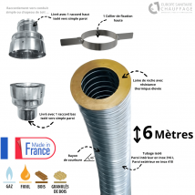 Kit Flexible Isolé Inox Diamètre 80 + Collier + Raccord Edilinox - Longueur 6 Mètres - Bricoman