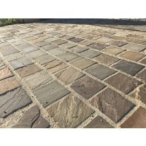 Pavé Pierre Kandla Multicolore, 14x14x3/5cm Vendu En Palette De 16m2 Soit 32,85€/m2, Livraison Premium Chariot Embarqué - Bricoman