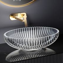 Emke Vasque À Poser En Verre Ovale 51 X 35 X 15 Cm - Transparent - Bricoman