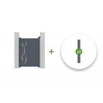 Portillon 1m Life H.140cm + 2 Poteaux H.166cm Aluminium Gris - Bricoman