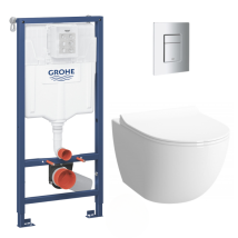 Pack Wc Bâti-support + Wc Sans Bride Sat Infinitio 2.0, Fixations Invisibles + Plaque Chrome (rapidsl-infinitio2-1) - Tecnomat