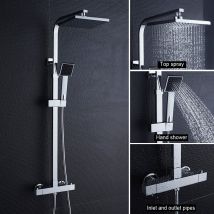 Ensemble De Douche Auralum Max, Colonne De Douche Thermostatique ,chromé Et Noir - Eu Modèle - Bricoman