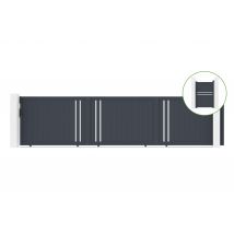 Portail Coulissant 6m Giona H.140cm Alu Gris + Portillon 1m Cimone H.140cm Alu - Bricoman