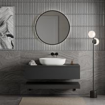 Bernstein - Ensemble 2 Meubles Suspendus Graphite Mat: Meuble Sous-vasque 120cm + Meuble Bas 120cm - Juvia Compact - Bricoman