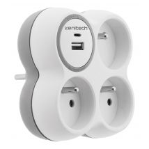 Prise 3x16a + 2 Ports Usb A/c - Blanc Et Gris - Bolea - Zenitech - Bricoman