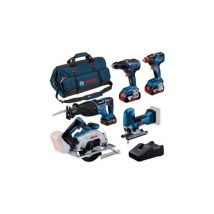 Pack 5 Outils 18v 0615a5003d Bosch (gsr 18v-55 + Gst 18v-125 S + Gks 18v-57-2 + Gsa 18v-28 + Gdx 18v-200) - Bosch - 0615a5003d - Bricoman