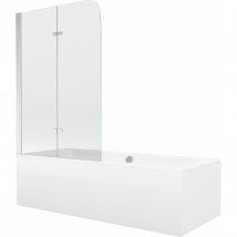 Mexen Cube Baignoire Rectangulaire 170 X 80 Cm Avec Jupe Et Paroi 2 Battants 80 Cm, Transparent, Chrome - 550517080x9008020100 - Bricoman