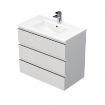 Swiss Aqua Technologies Cube Way 80x71x46 Cm Meuble De Salle De Bain Suspendu 2 Tiroirs Avec Lavabo En Céramique, Blanc Mat (cube3d803zbmod) - 