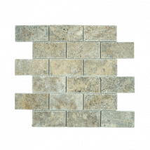 Albedo Pierre - Mosaïque En Travertin Silver Vieilli - 4,8x10x1cm - Bricoman