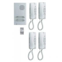 Kit Portier Audio 2 Fils Intégral Avec 4 Combinés Façade Alu - Argent - Bricoman