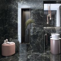 Carrelage Sol Et Mur Poli Effet Marbre Turquin Vert 60x120 Cm - Réflex Boutique - Bricoman