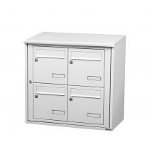 Bloc Collectif Leabox.com, 2x2, Grade 3, Simple Face, Extérieur, Fixation Murale, Blanc Neige Ral 9016 Finition Brillante - Bricoman