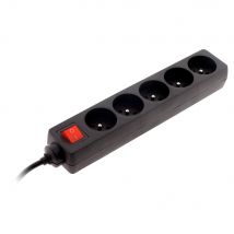 Bloc Multiprise 5 Prises 16a 2p+t + Interrupteur - Noir - Zenitech - Bricoman