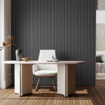 Lot De 2 Panneaux Muraux Décoratifs Acoustiques Bois Mdf 260x30cm Chêne Gris Antibruit, Facile À Poser - Tecnomat