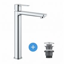 Grohe Lineare Set Mitigeur Monocommande Lavabo Taille Xl + Bonde Clic Clac Grohe Pour Lavabo Avec Trop-plein (23405001-clicclac) - Bricoman