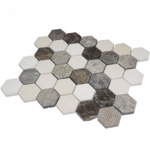 Mosaïque Travertin - Mix Gris - Hexagones - Bricoman