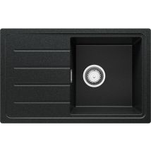 Evier Cuisine En Granit Graphite 70x44cm, Lavabo 1 Bac + Kit De Vidage + Accessoire, Évier À Encastrer Au Meuble 45cm - Copenhague Easy Primagran -