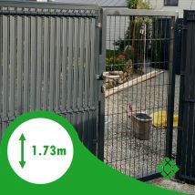 Portillon H 1.73m/l 1.00m Couleur Anthracite Avec 2 Poteaux Platines + Poignée + Clés + Serrure - Bricoman